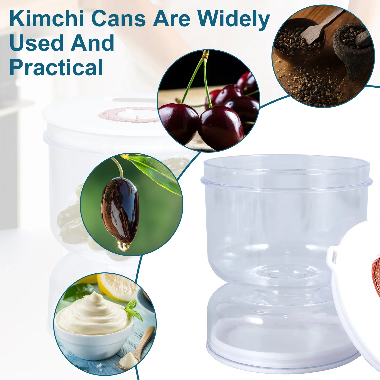 200ml Pickles Jar w Stainless Steel Fork Dry and Wet Dispenser Pickle and Olives Hourglass Jar Cucumber Container Kitchen Tools 2