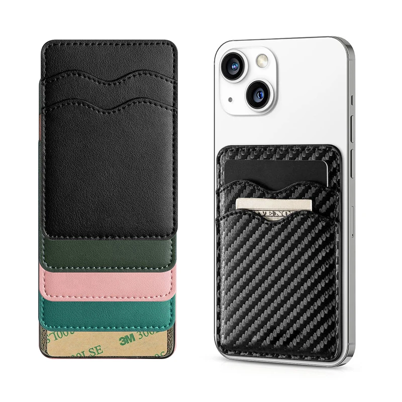 

Slim Adhesive Sticker Card Wallet Pocket For Mobile Phone Universal Leather Dual Layer Storage Cash Holder Bag CellPhone Pouch