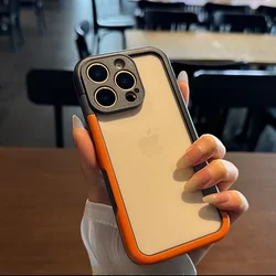 Colorful Phone Case with PC Bumper Frame and Lens Protection Cover - iPhone 12 Mini (BlackOrange)