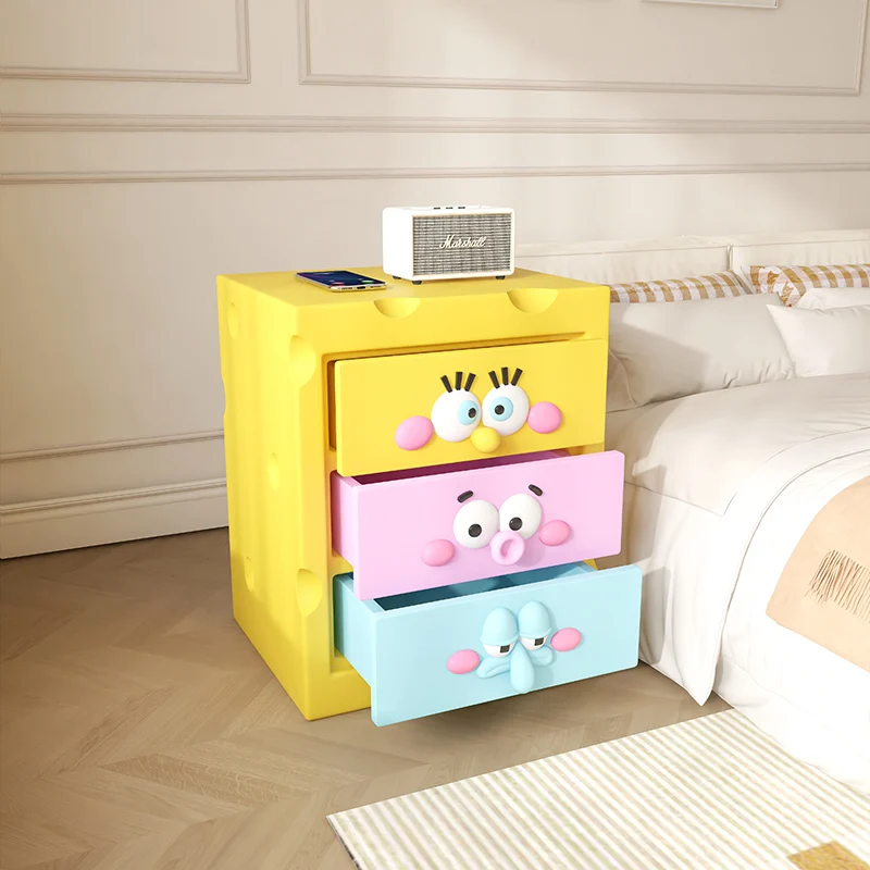 New Cartoon Bedside Table Simple Modern Home Bedroom Storage Rack Side Table Creative Room Floor Decoration
