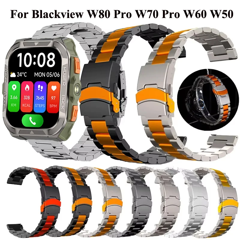 Luxury Stainless Steel 22mm Wristband Watch Strap