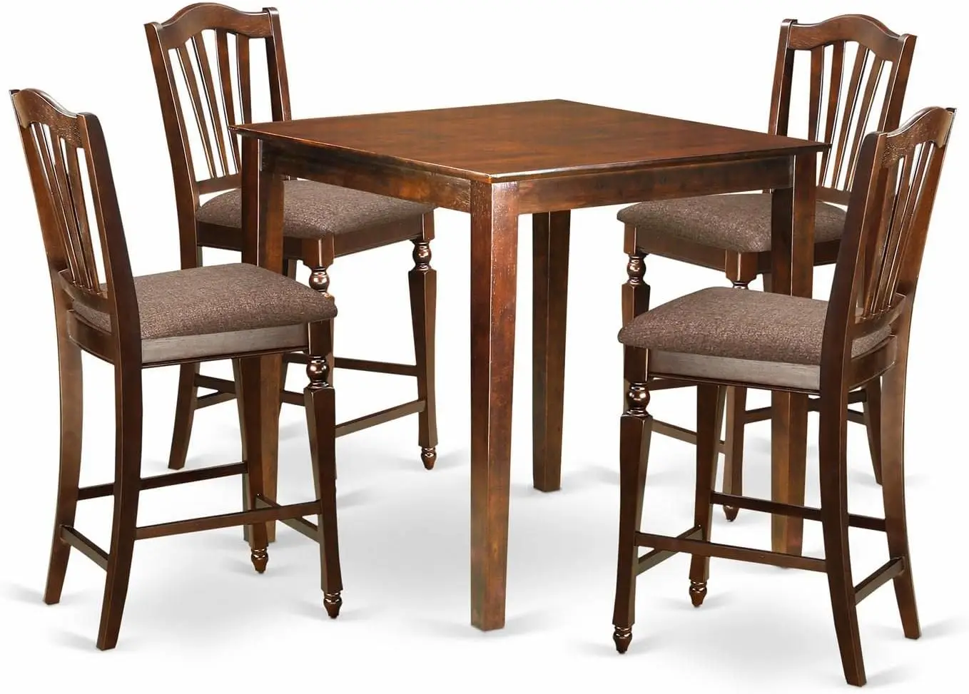 

East West Furniture VNCH5-MAH-C Vernon 5 Piece Kitchen Counter Height Set Includes a Square Dining Room Table