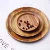 Retro Solid Wood Dinner Plates Round 13-38cm Serving Platter Tray Wooden Tea Tray Plate For Food Snack Dishs 4