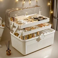 3 Layers Makeup Storage Organizer Large Capacity Skincare Organiser Storage Box For Lipstick Eyeshadow Cosmetic Organizer 1