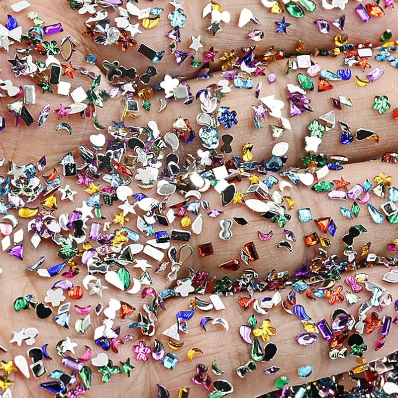 600/100 Stück Mini Nagel Strasssteine Bunte Nail Art Charms 3D Stern Nagel Diamanten Kristall Flatback Nagel Edelsteine Maniküre Zubehör – Detail 2