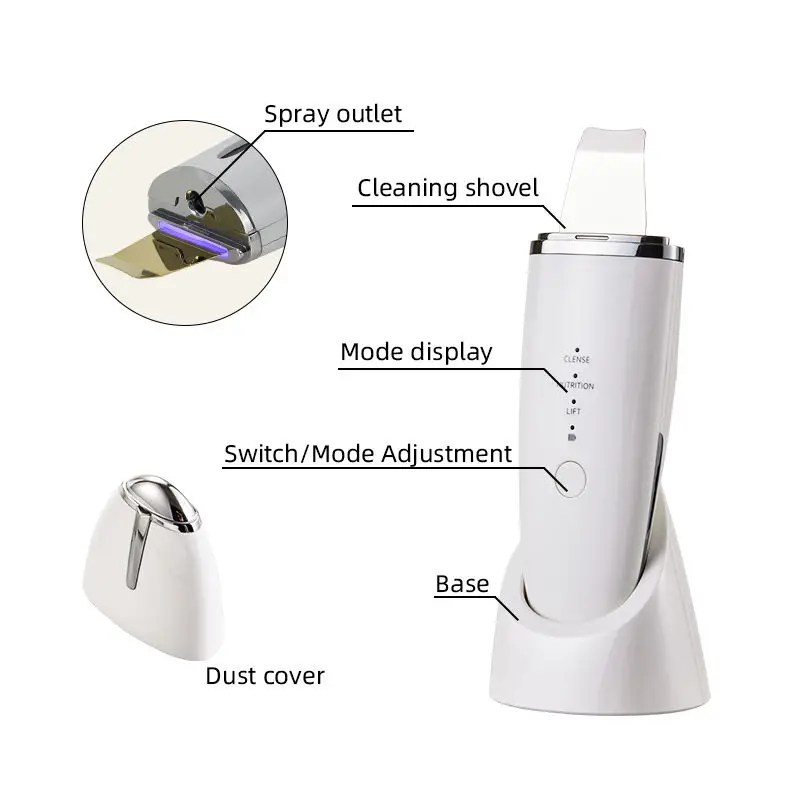 High frequency ultrasonic vibration of 24kHz can deeply clean pores remove blackheads reduce wrinkles and improve skin firmness