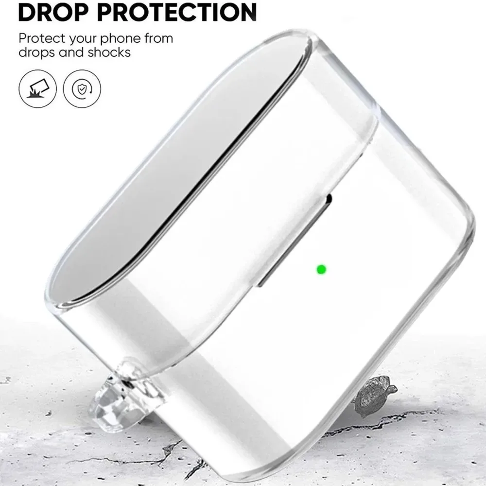 Crystal Clear Shockproof TPU Earphone Case with Anti-loss Lanyard