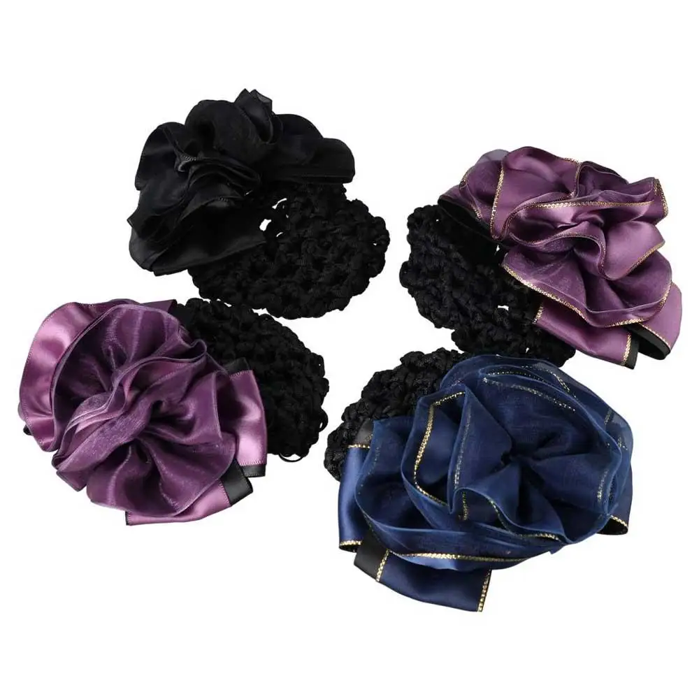 Hairpins Ponytail Clip Nurse Hair Clip Female Headwear Hairgrips Cover Net Floral Spring Clip Korean Bun Snood Ponytail Clip