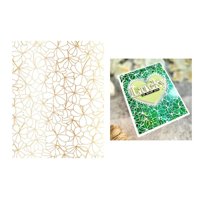 

Clover Background Foil Plate New 2023 Scrapbooking For Paper Making Embossing Frame Card no Dies Clear Stamps