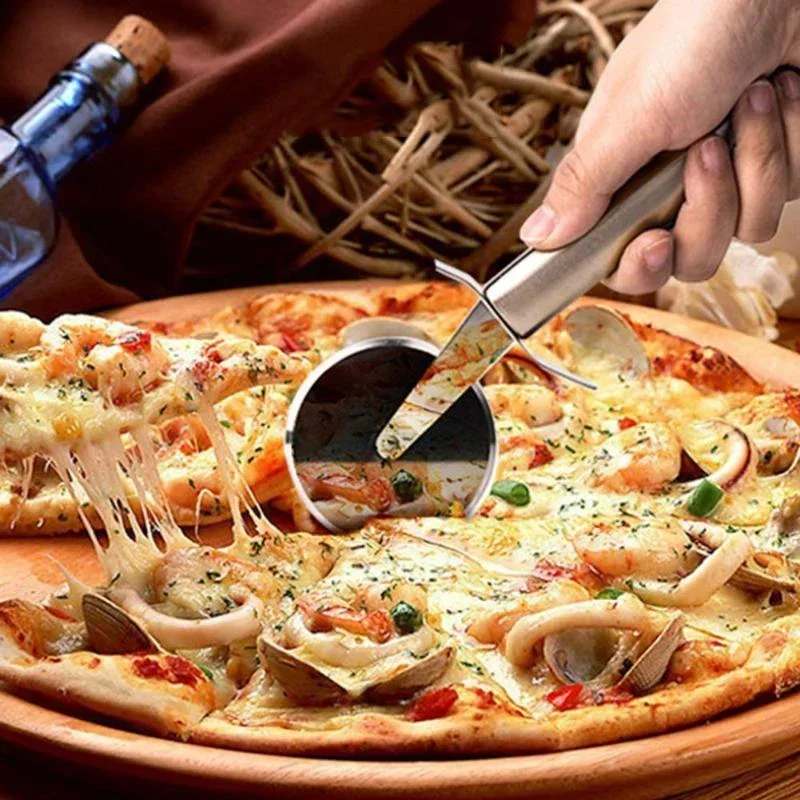 New Household Stainless Steel Roller Pizza Knife Quick Cutting Tool for Baking Pancakes and Pastries Four Styles To Choose From