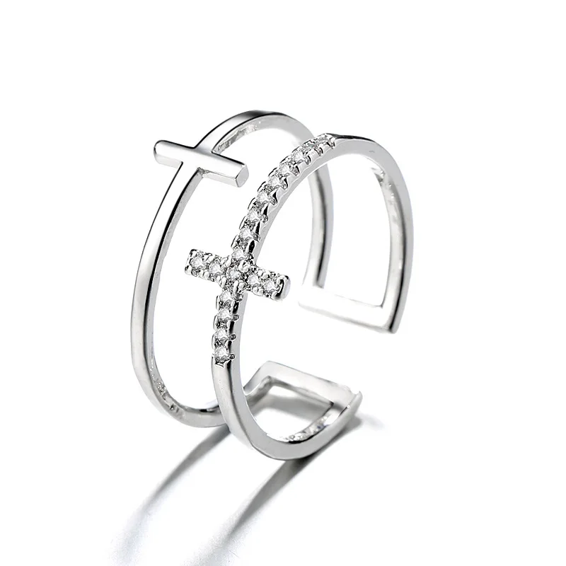 925 Sterling Silver Double Layer Water Drop Ring for Women - Detail View 19