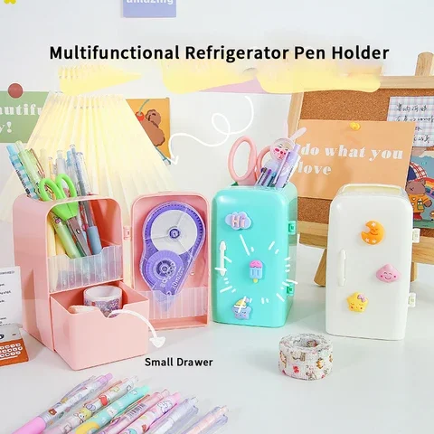 

Creative Refrigerator Home Desktop DIY Decorative Pen Makeup Brush Organizer Cute Student Desktop Stationery Storage Bucket