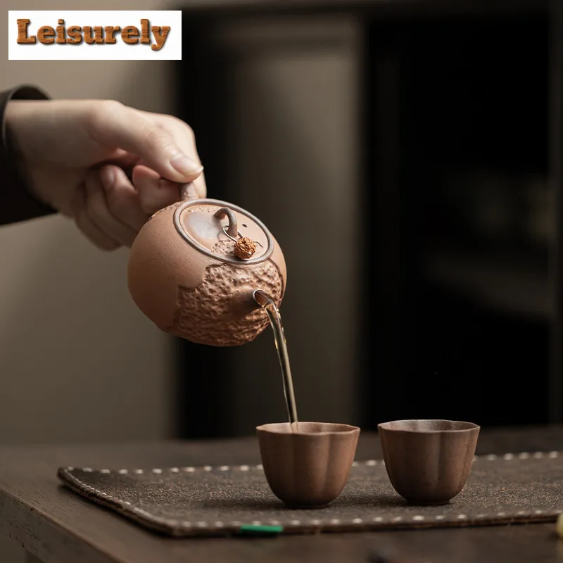 100ml Old Rock Clay Hammer Pattern Teapot Creative Tea Infuser Pot Tea Brewing Kettle with Filter Green Tea Tea Items Ornaments