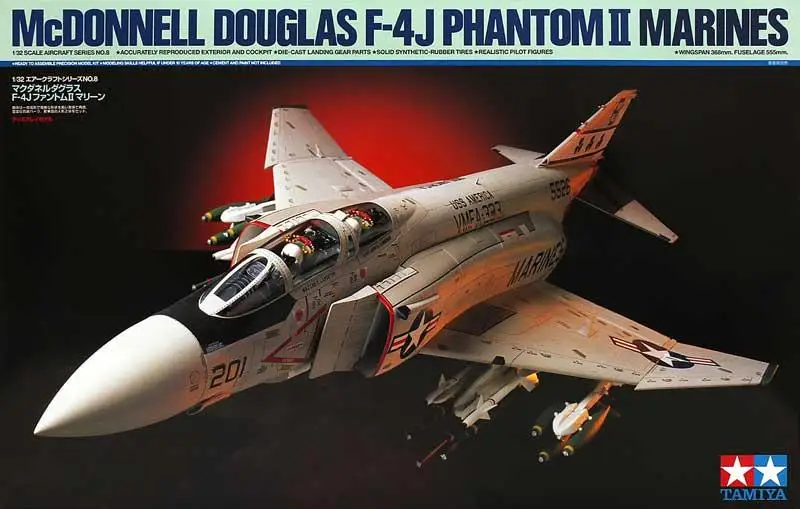 Tamiya Ta60308 1/32 Mcdollell Douglas F-4J Phantom Ii Marines (Modello In Plastica)