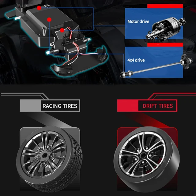 RC Drift Car 1/16 RC Car Remote Control Car 2.4GHz 4WD 40km/h RC Race Car High Speed Kids Gift RTR RC Cars for Boys Car Toy Red 5