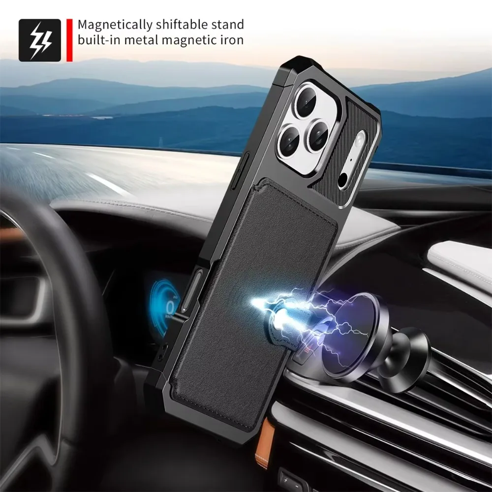 Wallet Phone Case Card Holder for Apple IPhone 17 Air 16E 16 15 14 Plus 13 12 Pro Max Hybrid Rubber Bumper Back Flip Cover