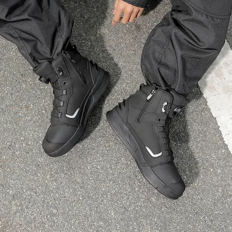 Riding Boots for Men Motorcycle New Leather Collision Avoidance Motos Shoes Anti Slip Wear-Resistant Motocross Protective Shoes safety shoes motorcycle shoes mens shoes motorcycle boots