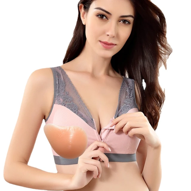 Mastectomy Pocket Bra Silicone Breast Full-Freedom Front Zipper