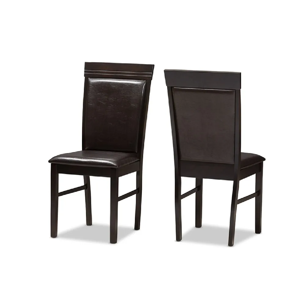 

Modern and Contemporary Dark Brown Faux Leather Upholstered Dining Chair (Set of 2) Dinning Tables and Chairs Mobile Furniture