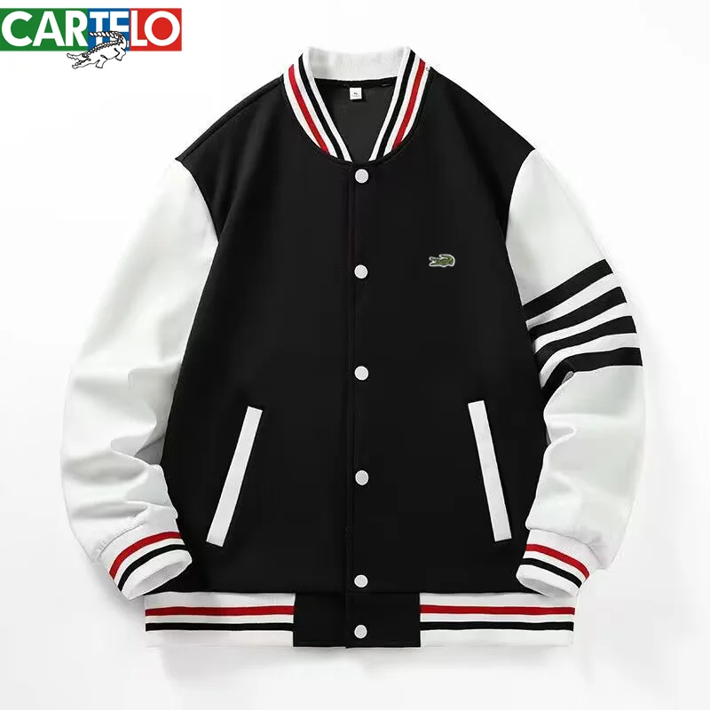 CARTELO Brand Top Spring and Autumn New Boys and Girls' Student Jacket Fashion Casual Button Mock Neck Embroidery and Print Jack