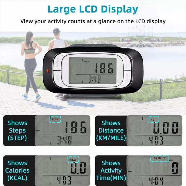 3D Sensor LCD Pedometer Steps And Calories Burned LCD Pedometer Step Distance Walking Bottom 4
