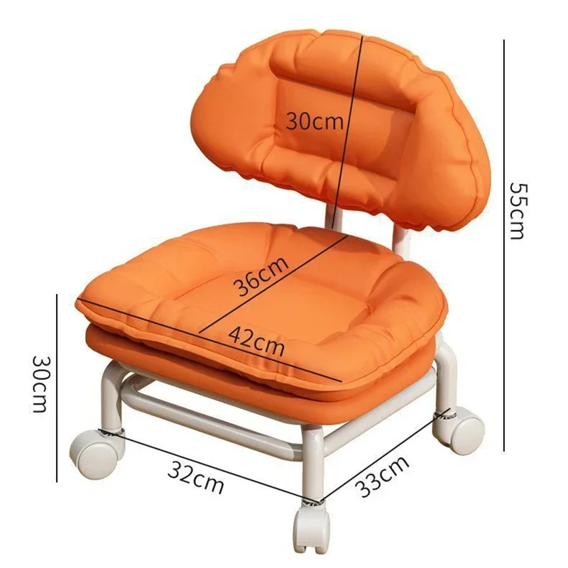 360 degree Roatating Wheel Small Stool Household Pulley Backrest Low Stool Mobile Small Bench Rotating Shoes Seat