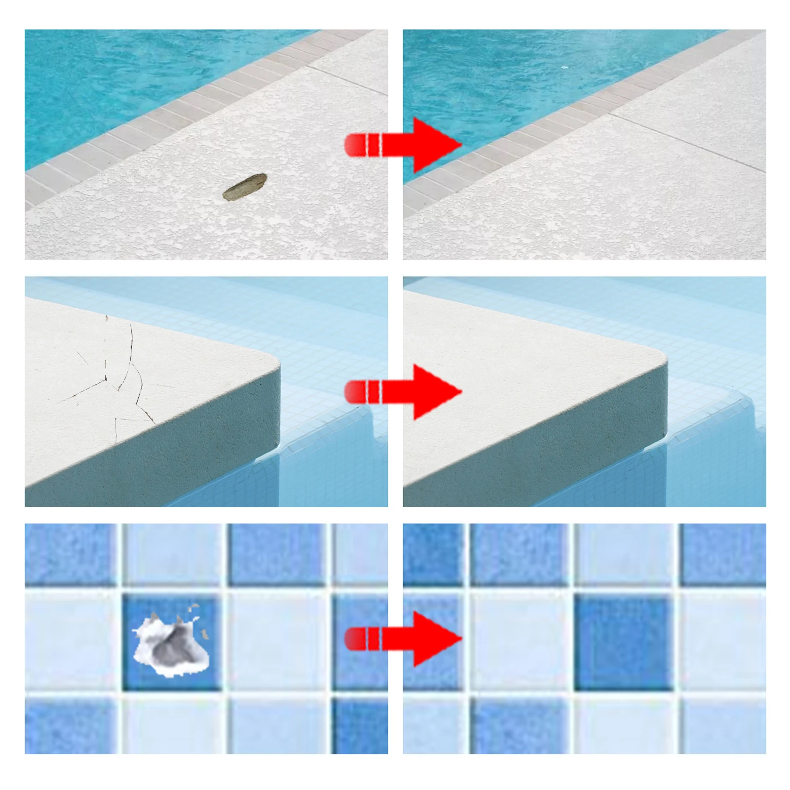 ダニ コンクリートおよびデッキ用の白いプールの修復キット 漏れ防止のセメント修理キット Aliexpress