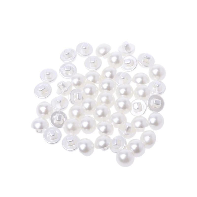 448B 50Pcs Faux Pearl Buttons Fit Sewing Scrapbook Backhole Sewing Crafts 10/11.5mm 2