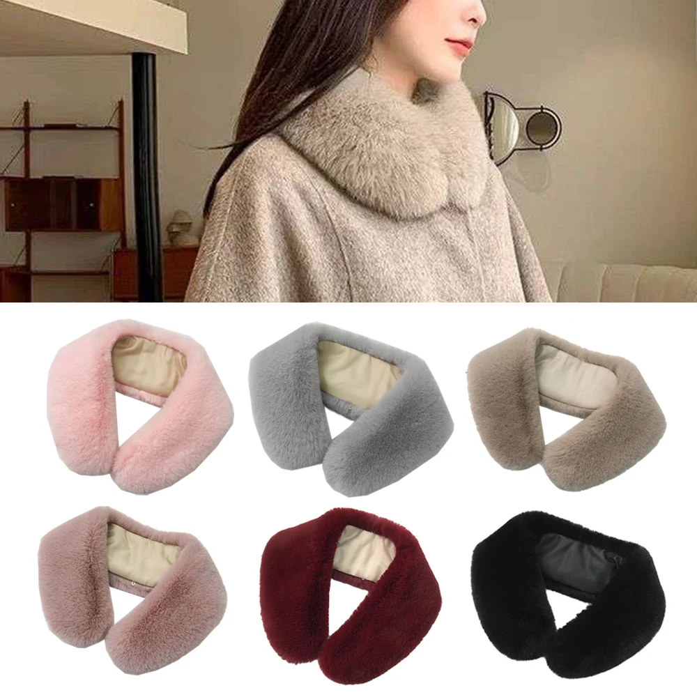 

Winter Warm Faux Fox Fur Collar Multicolor Plush Fur Collar Scarves Women Decor Fake Fur Scarf Shawl Parkas Coat Accessories