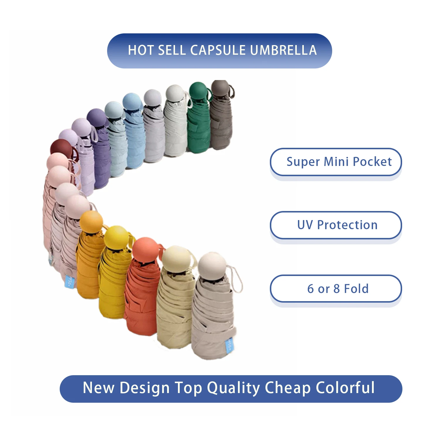 Ultralight And Compact Portable Capsule Umbrella UV Protection Umbrella Mini Five-fold