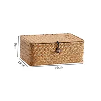 Handmade Wicker Woven Storage Box Rattan Storage Finishing Basket with Lid Sundry Bath Cosmetic Towel Container Laundry Basket 2
