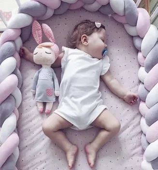 1M/2M/3M/4M Paraurti per bambini Letto Treccia Nodo Cuscino Cuscino per neonato Protezione per culla Lettino Arredamento della camera Set di biancheria da letto Decorazione del ragazzo