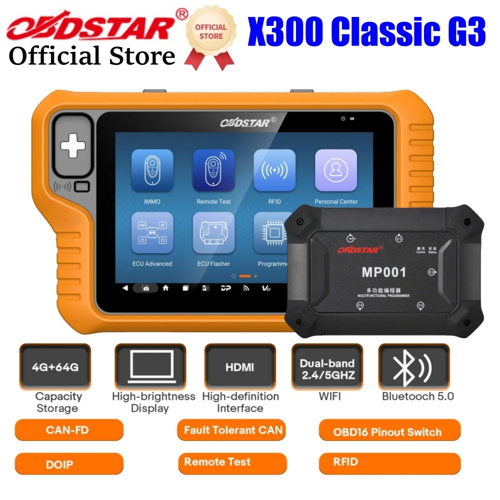 Car Diagnostic Tool OBDSTAR X300 Classic G3 Key Programmer for Car/ HD/ E-Car/ Motorcycles/ Jet Ski with Key Sim and Motorcycle Kits 2 Years Update