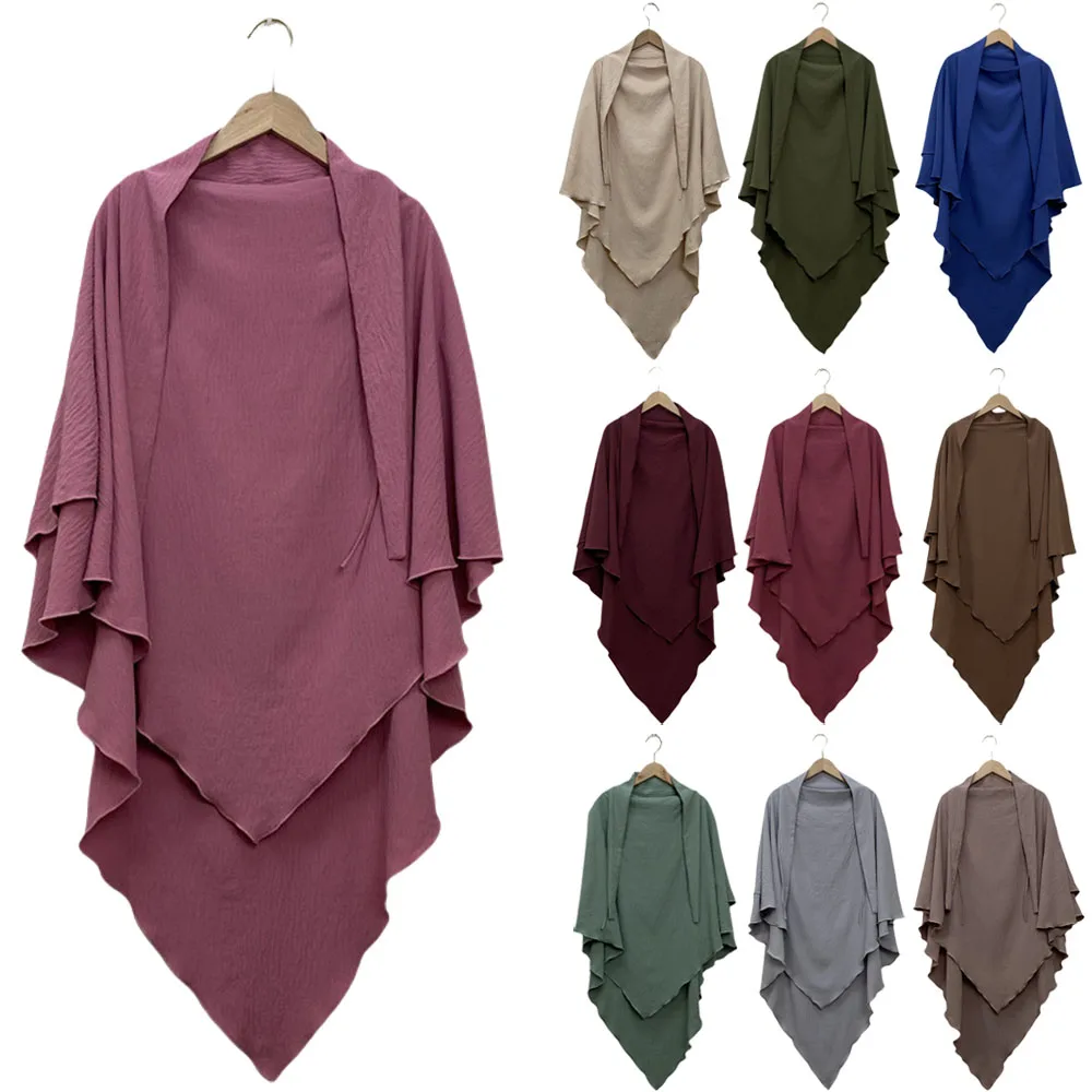 Overhead Large Hijab Musulmano Donna Preghiera Indumento Eid Con Cappuccio Khimar Islamico Caftano Abaya Abito Sciarpa Lunga Niqab Nikab Burqa Panno
