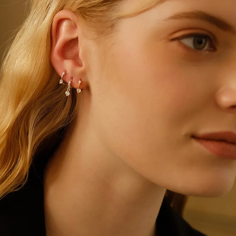 925 Sterling Silver Earrings Exquisite Petite Simple Unique Style Elegant Fashionable Light Luxurious Ear Accessories for Women - 5