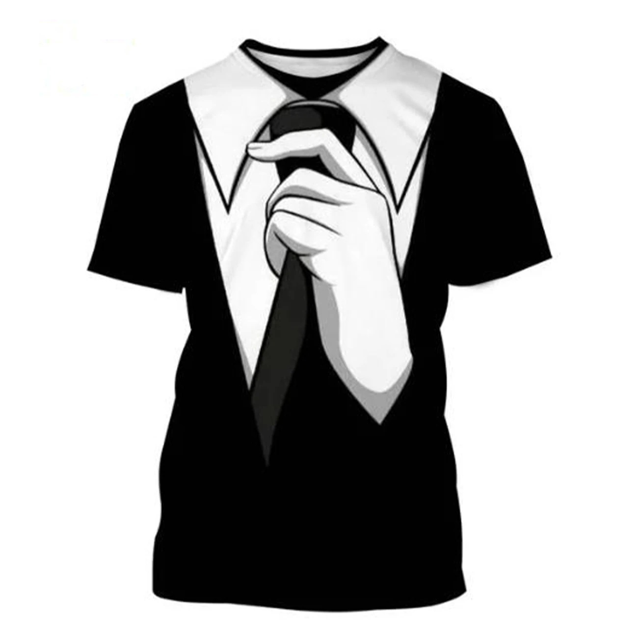 

Футболка мужская Винтажная с коротким рукавом, имитация двух предметов в стиле хип-хоп, повседневный уличный топ с 3D-принтом и бантом