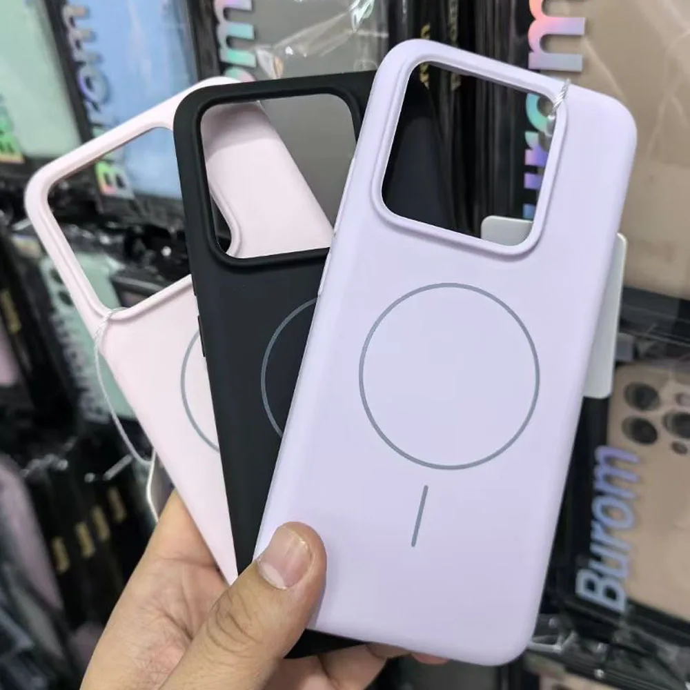 Vibrant Liquid Silicone Shockproof Magnetic Phone Case, Compatible with Magsafe Wireless Chargers
