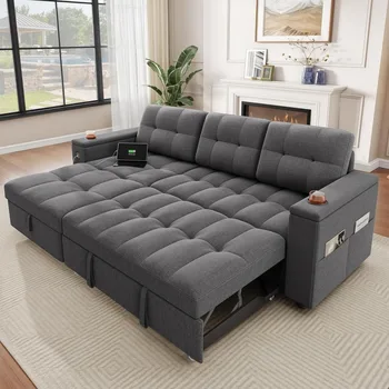 L-Shaped Sleeper Sofa with Storage & USB 1