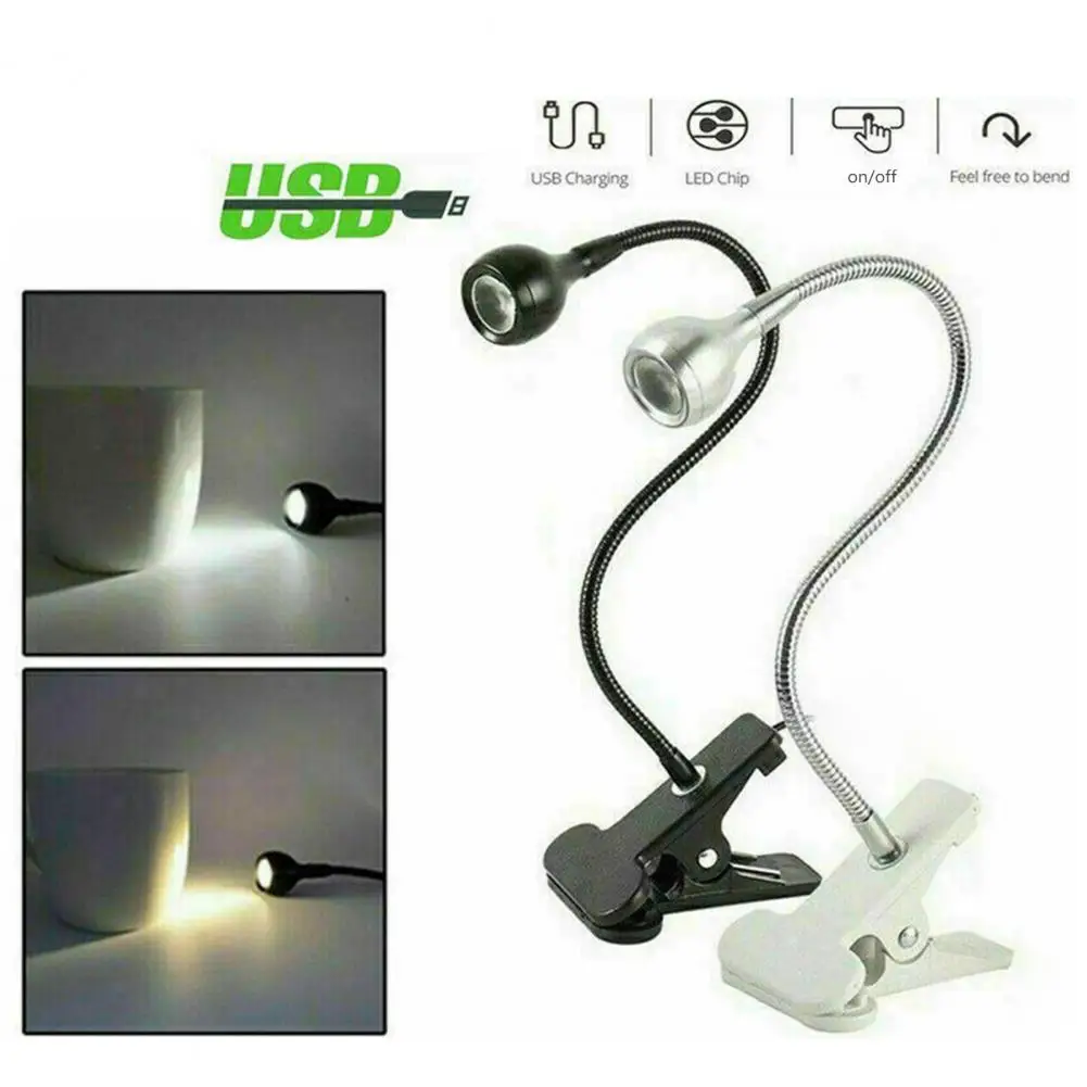 

Useful Night Lamp 2 Colors Night Light with Clip Switch Design LED Bulbs Reading Lamp
