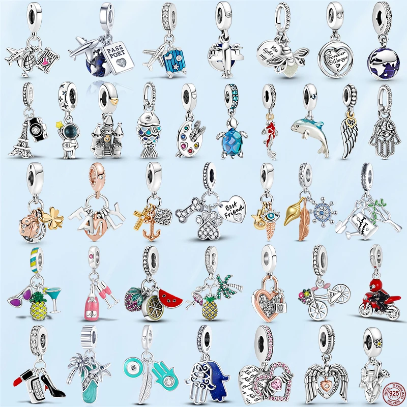 Fit Original Pandora Bracelet Bangle Jewelry Making 2022 Hot Sale 925 Sterling Silver Plane Travel Astronaut Motorcycle Charms | Украшения