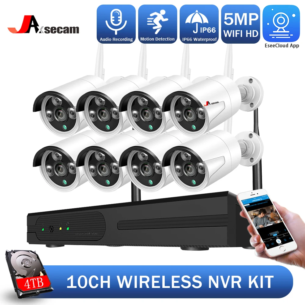 

Беспроводная система видеонаблюдения, комплект с Wi-Fi камерой, H.265, 5 Мп, HD, датчиком присутствия, датчиком присутствия, IP, 10 каналов, NVR, комплект видеонаблюдения EseeCloud