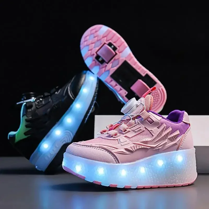 

Kids Roller Skate Shoes Led Light Adult Sneakers With 2 Wheels Sport Sneakers Christmas Birthday Children Show Gift For Kid
