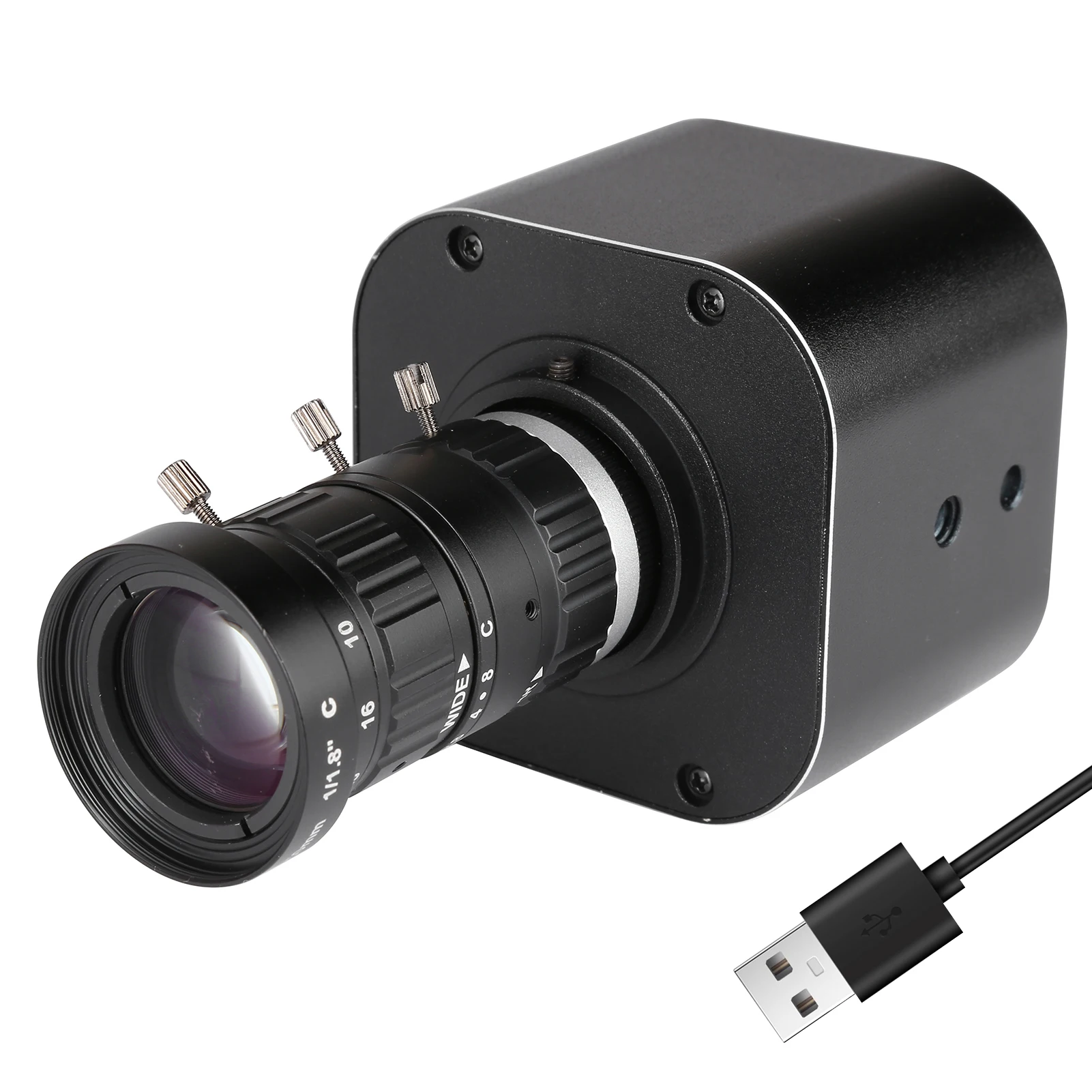 마이크로 미니 웹 카메라, 수동 초점, 4K HD USB 카메라, 5 배 광학 줌, 10-50mm 가변 렌즈, 1920x1080 @ 60fps