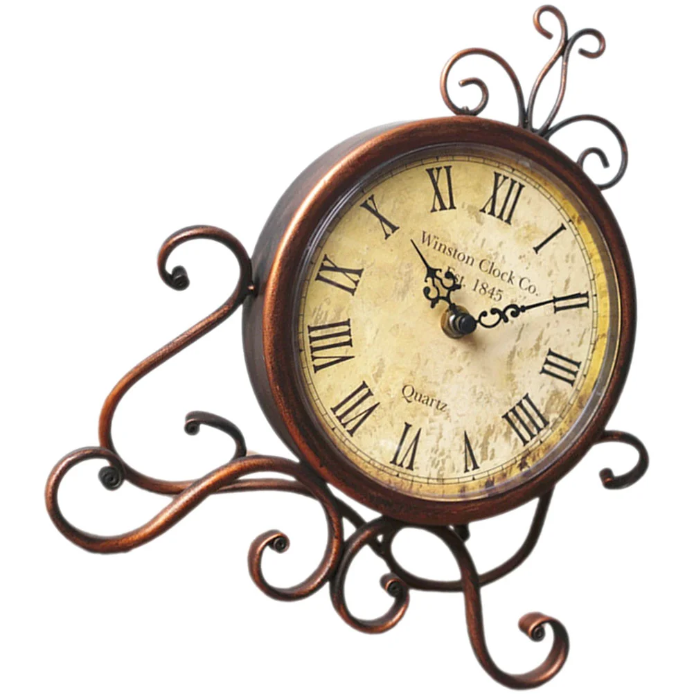 

Classical Desk Clock Pastoral Table Decor Retro Clocks for Living Room Mantelpiece Bedside Ornament