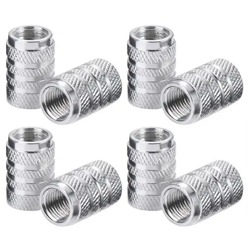 DSYCAR 4Pcs Silver Car Tire Valve Stems Cap Knurling Style Tire Valve Cap Aluminum Tire Wheel Stem Air Valve Cap for US Schrader - Image 4
