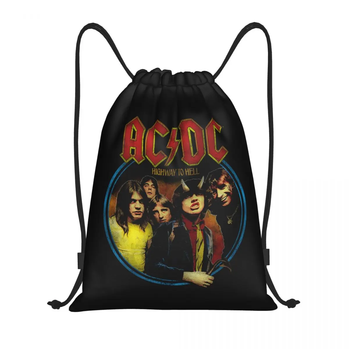 

Винтажный рюкзак на шнурке Rock AC DC для мужчин и женщин, спортивный рюкзак для спортзала, складная сумка для покупок из тяжелого металла с музыкальной группой
