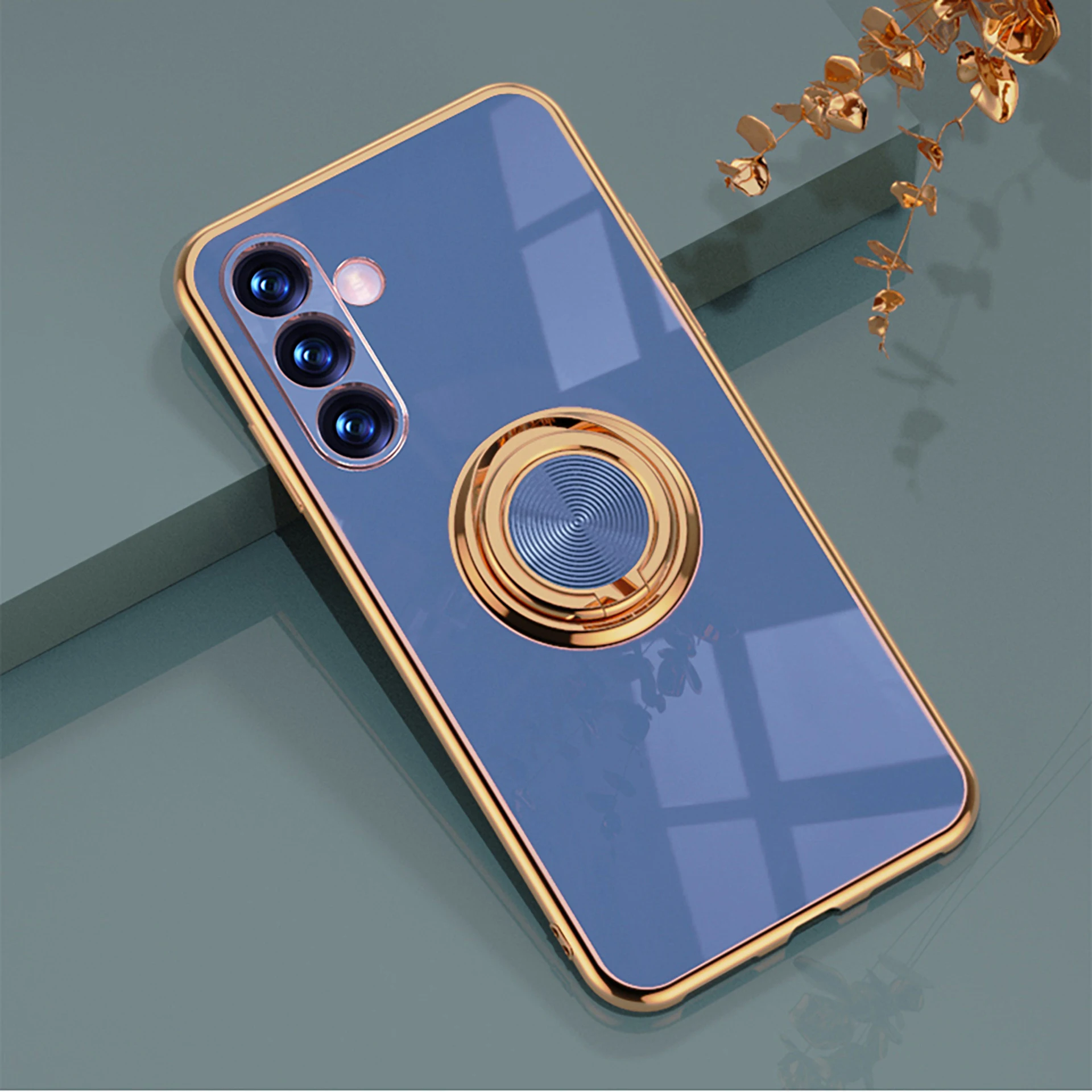 thumbnail image 1 of Funda de teléfono con soporte de anillo de Metal chapado para Samsung Galaxy A13, A14, A15, A23, A24, A25, A32, A33, A34, A35, A52, A53, A54, A55, 4G, 5G, 1 of 5