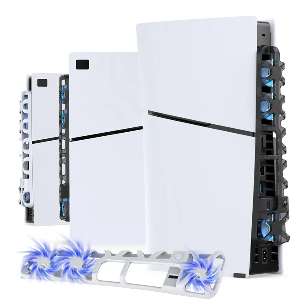 냉각 선풍기 PS5 게임 콘솔 액세서리, 3 팬 USB 게임 콘솔 후면 냉각 선풍기, PS 슬림 콘솔용 LED 조명 포함