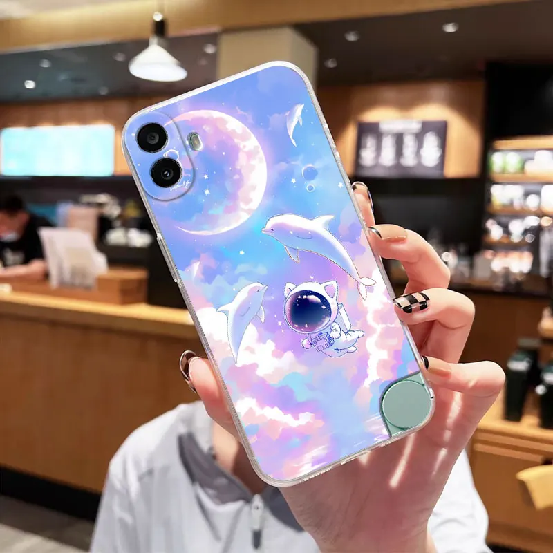 Clear Shockproof Soft Silicone Back Cover Case with Cat Design for CMF Phone 1 2A Plus and Phone 2 2A 5G