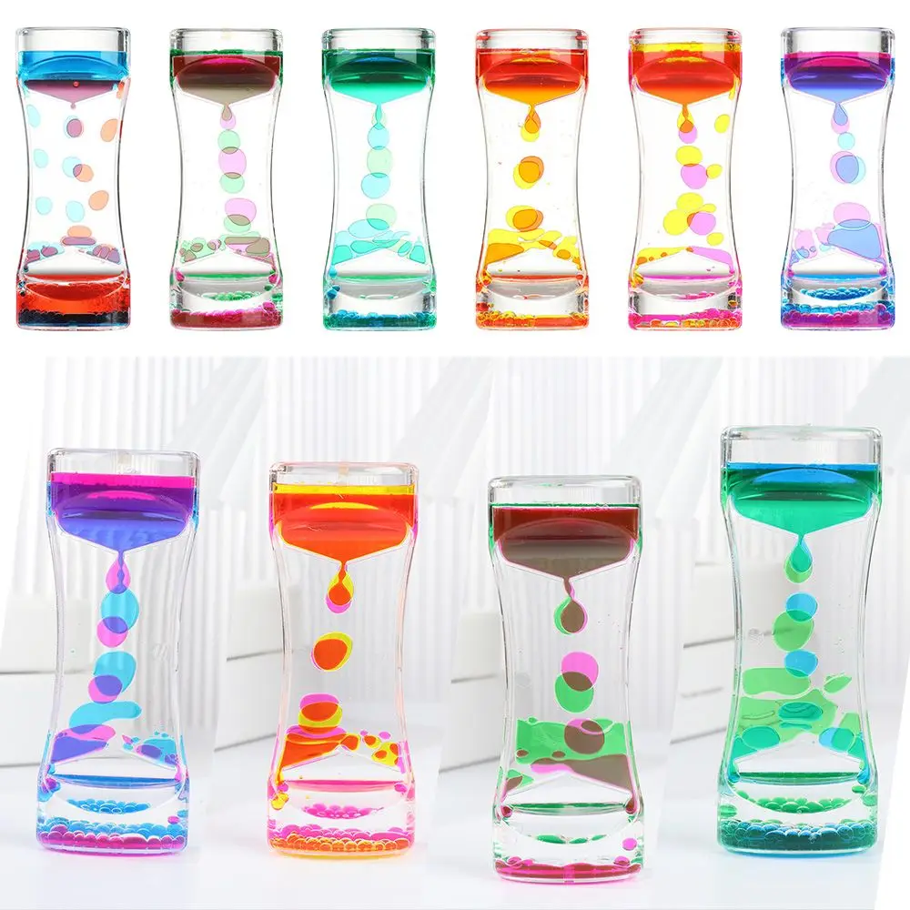 Double Color Oil Leak Hourglass Toys Liquid Timer Dynamic Oil Drop Waist Crafts Ornaments Home Decoration Gifts